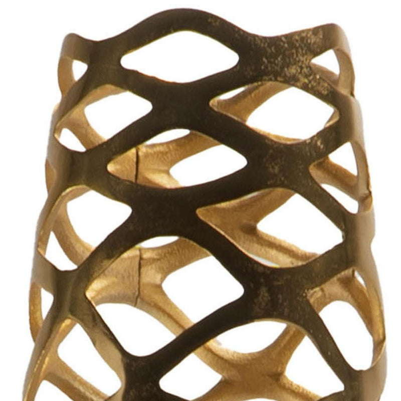 Pierced Geometric Cylinder Floor Vase (722473) - Gold