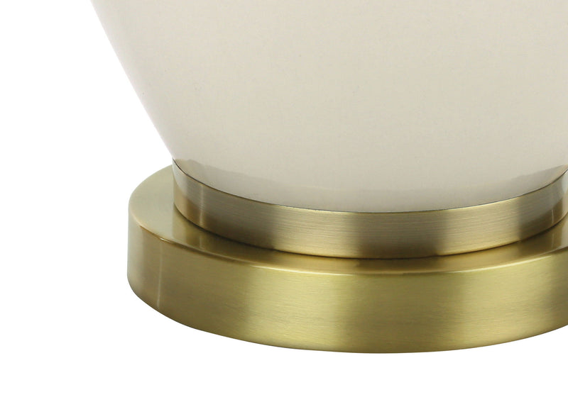 Ceramic Urn Table Lamp With Cream Drum Shade - Gold And Ivory