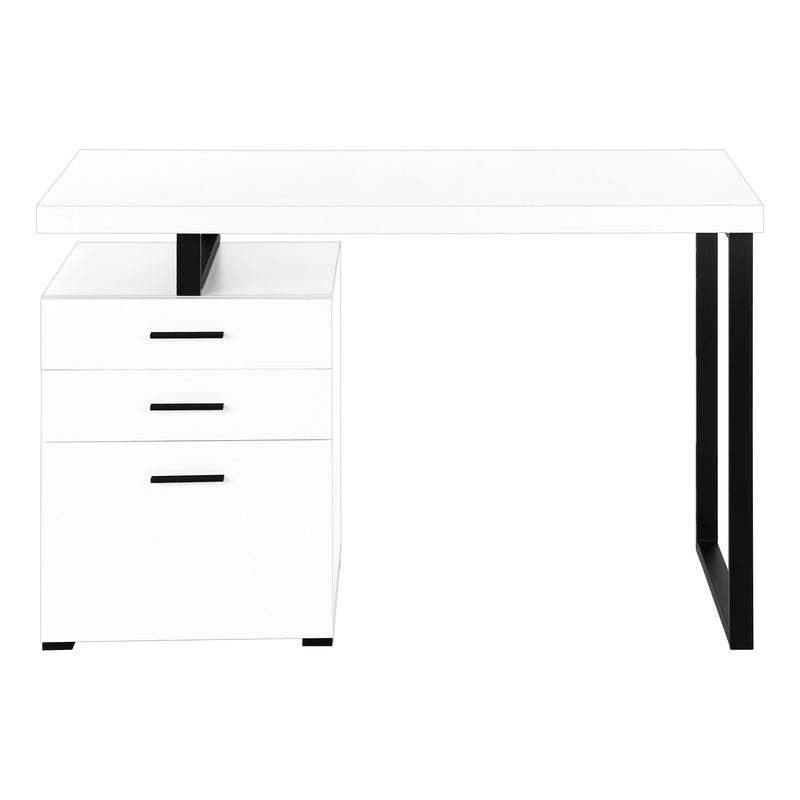 47" Wood And Metal Sled Computer Desk With Three Drawers - White And Black