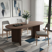 Load image into Gallery viewer, Solid Wood Double Pedestal Base Oval Dining Table - Walnut
