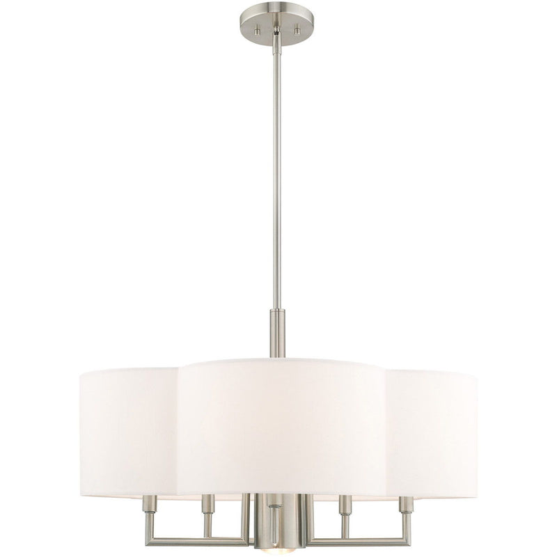 18" Six Light Dimmable Chandelier With Shades - Nickel