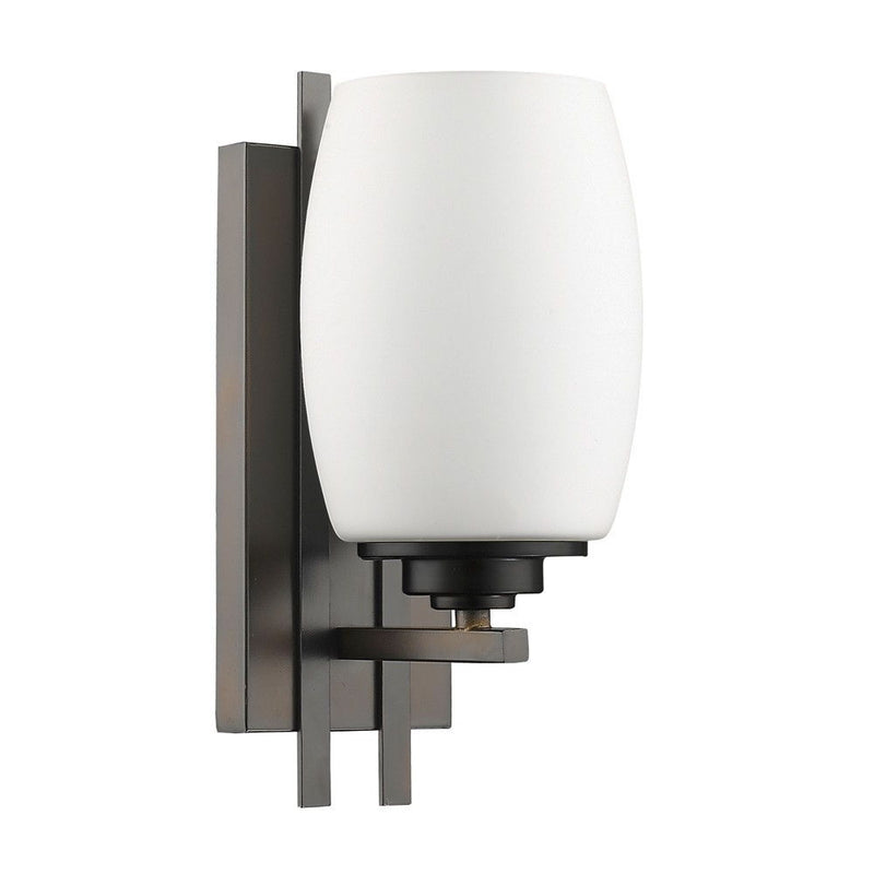 Geometric Wall Sconce With Frosted Glass Shade - Bronze