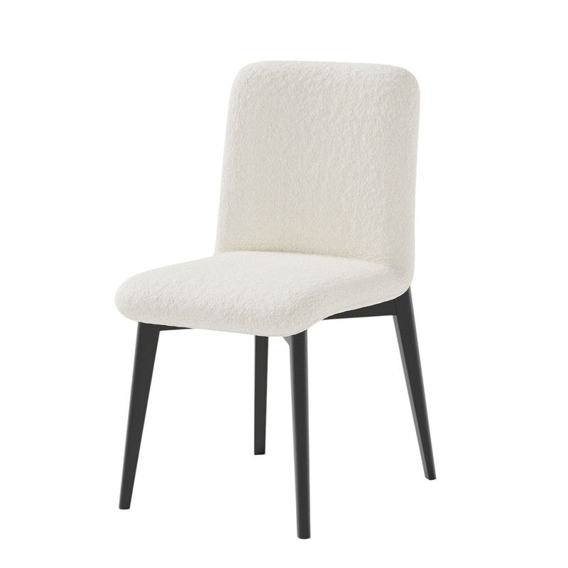 Upholstered Boucle Dining Side Chairs (Set of 2) - White