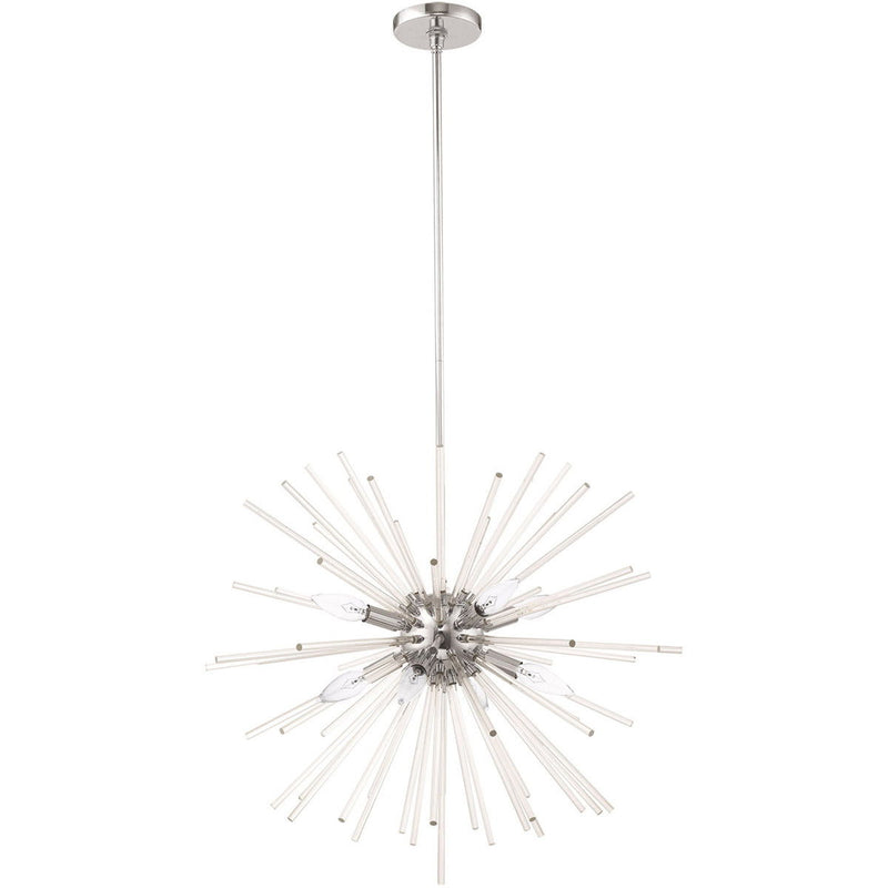 30" Eight Light Dimmable Chandelier With Shades - Silver