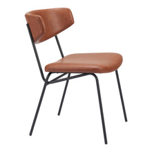 Load image into Gallery viewer, Upholstered Faux Leather Open Back Dining Room Side Chairs (Set of 2) - Brown

