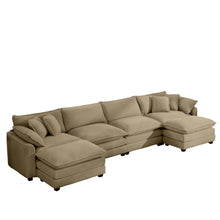 Load image into Gallery viewer, Modern Oversized Modular Cushion Sofa With Ottoman, Low Back, Deep Seating Sofa Set

