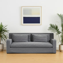 Load image into Gallery viewer, Slipcovered Fabric Sofa With Toss Pillows - Dark Gray

