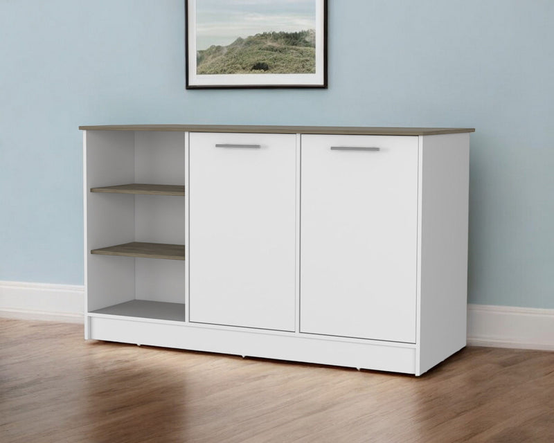59" Island For Kitchen With Storage - Brown / White