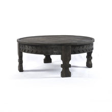 Load image into Gallery viewer, Carved Round Wooden Coffee Table - Black
