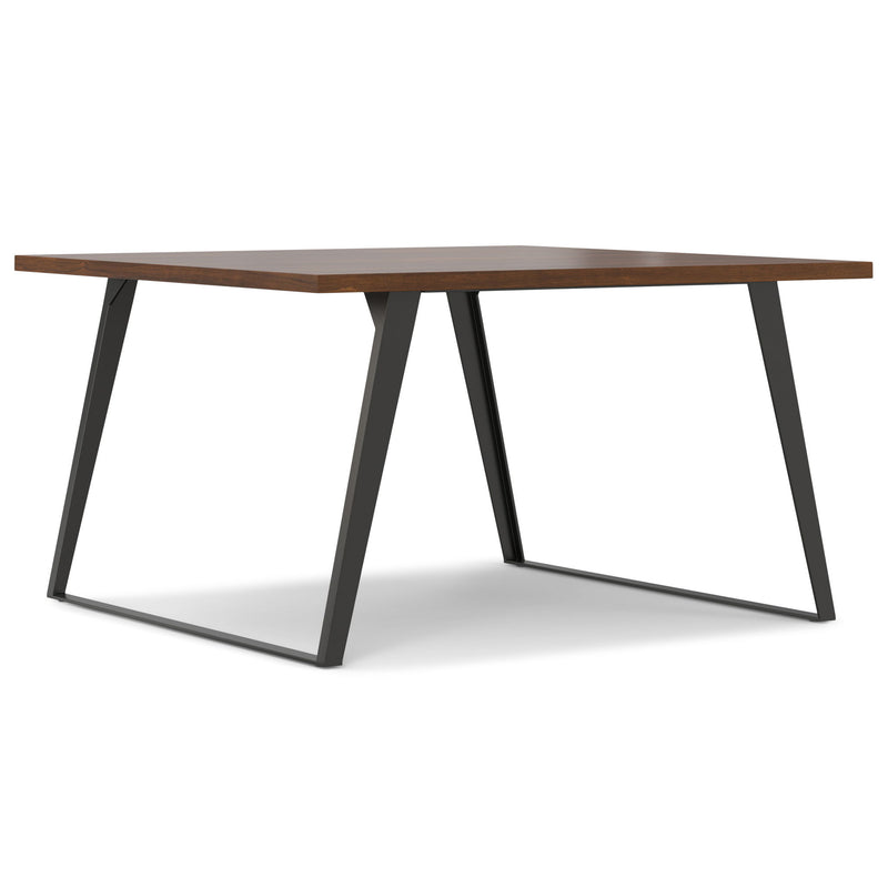 Wood Iron Frame Base Square Dining Table - Walnut / Gray