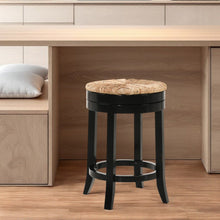 Load image into Gallery viewer, Solid Wood Swivel Backless Counter Height Bar Chair - Natural And Black
