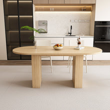 Load image into Gallery viewer, Oval Dining Table For 6 People With Wood Strip Base - Burly Wood
