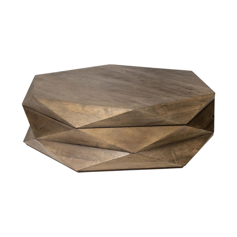 Solid And Manufactured Wood Hexagon Coffee Table - Brown