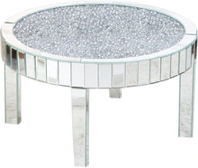 Load image into Gallery viewer, 31" Mirro Glass And Faux Crystal Round Coffee Table - Silver
