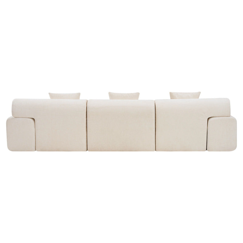 Chenille Modular Sofa Chaise With Ottoman Toss Pillows (725195) - Beige