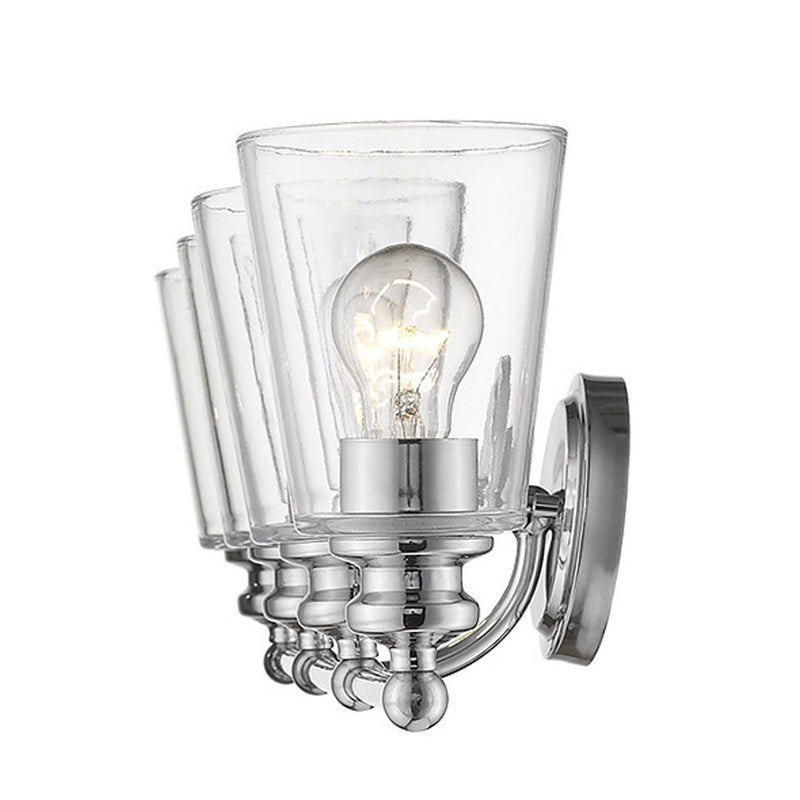 Metal And Glass Vanity Flush Mounted Sconce (398767) - Silver And Clear