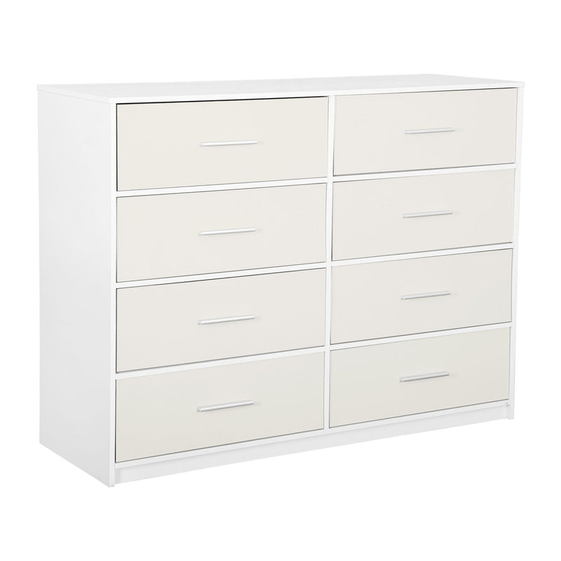 Wood Eight Drawer Dresser - White