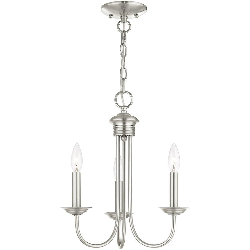 16" Three Light Dimmable Chandelier With Shades - Nickel