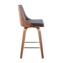Load image into Gallery viewer, Gianna - Mid-Century Modern Fixed Height Counter Stool With Swivel And Round Footrest (Set of 2) - Black / Walnut
