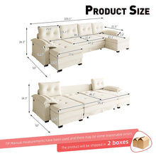 Load image into Gallery viewer, U-Shaped Sleeper Sofa With Pull Out Bed, Removable Armrests &amp; USB Ports For Living Room
