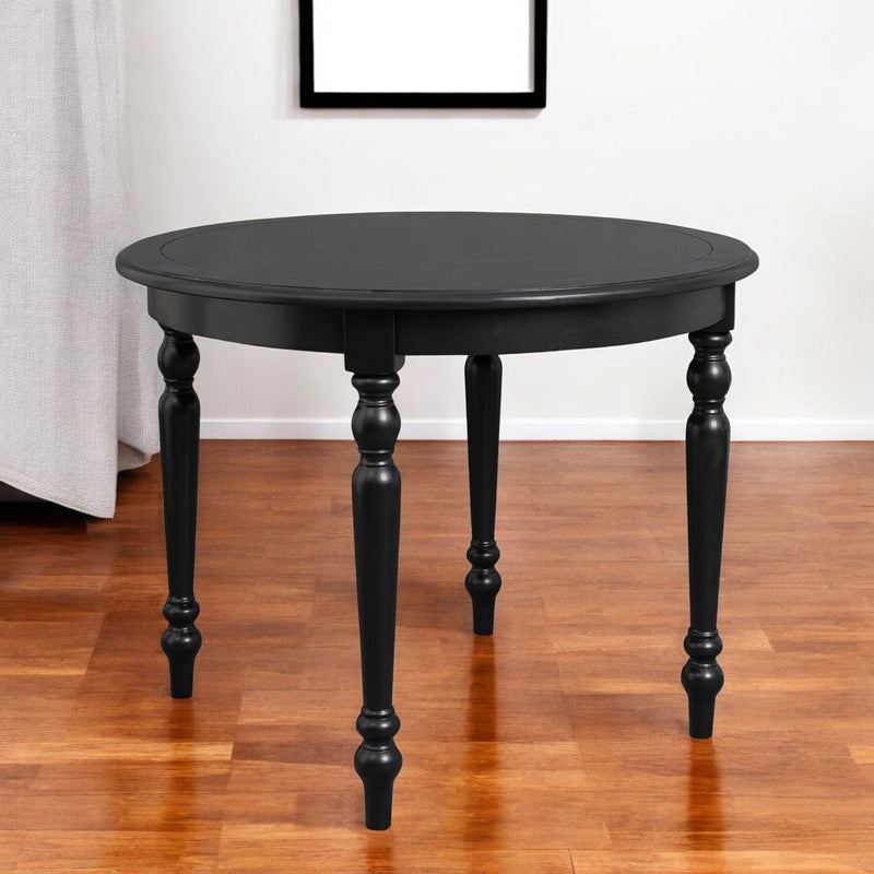 39" Solid Wood Round Top Dining Table - Black