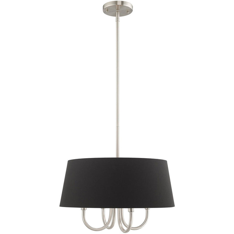20'' Four Light Dimmable Chandelier With Shades - Nickel / Pearl Silver