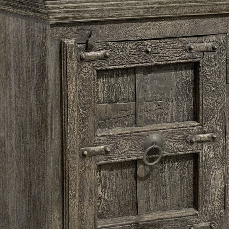 Solid Wood Nightstand - Distressed Brown