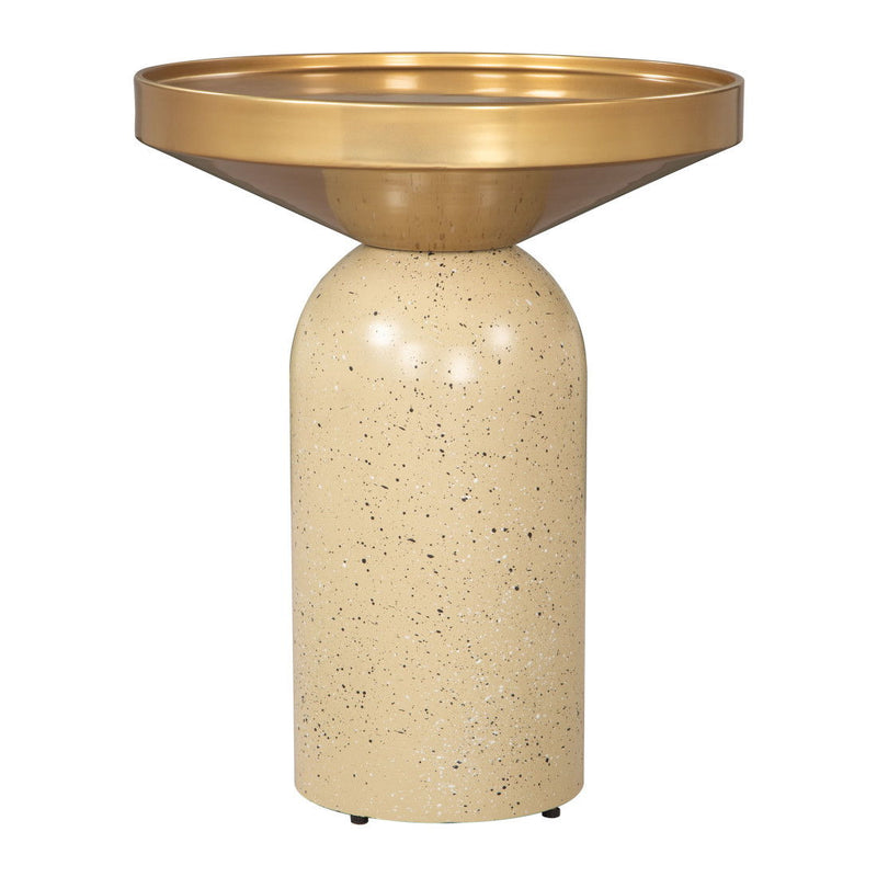 22" Iron Pedestal End Table - Beige