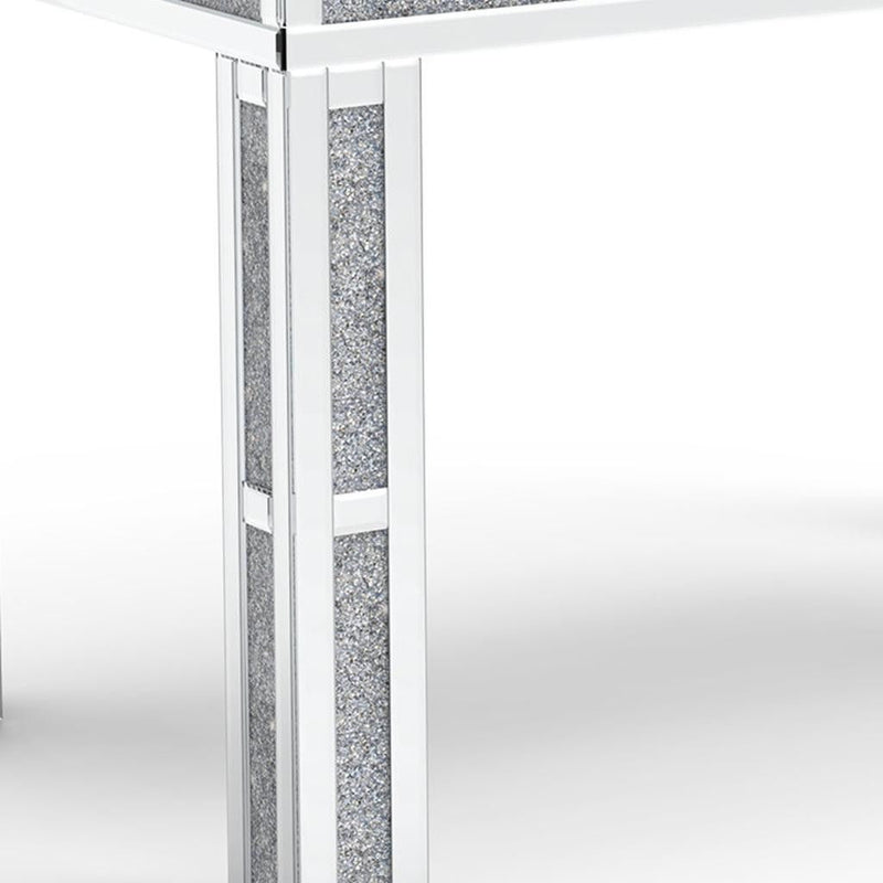 31" Mirrored Glass And Faux Crystal Dining Table - Silver