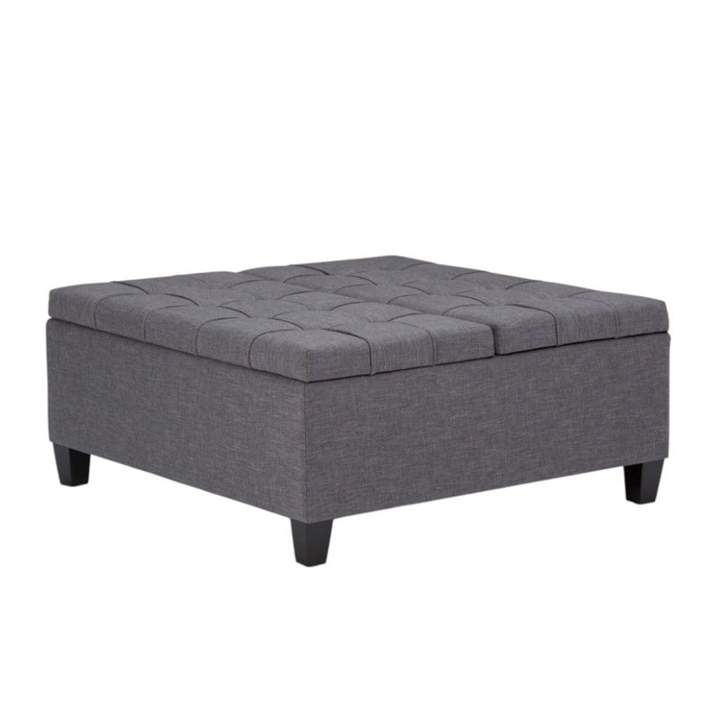 Cocktail Ottoman Fabric With Storage - Gray / Espresso