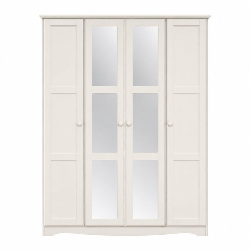 Solid Wood Mirrored Four Door Combo Dresser (765067) - White
