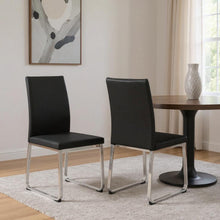 Load image into Gallery viewer, Modern Upholstered Faux Leather Dining Side Chairs (Set of 2) - Black
