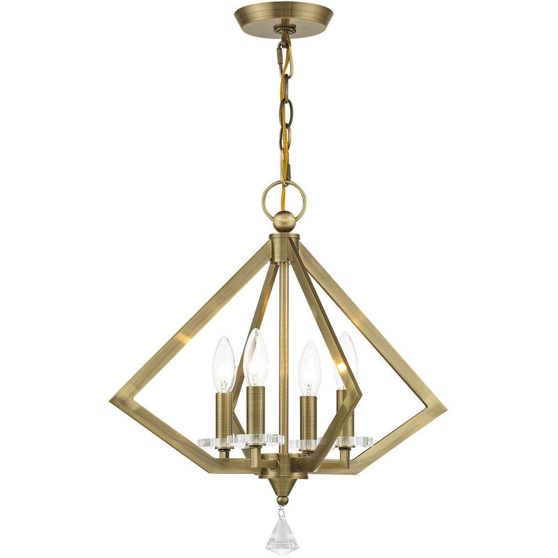 19" Four Light Dimmable Chandelier With Shades - Antiqued Brass
