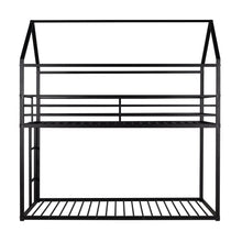 Load image into Gallery viewer, Bunk Beds for Kids Twin over Twin,House Bunk Bed Metal Bed Frame Built-in Ladder,No Box Spring Needed Black
