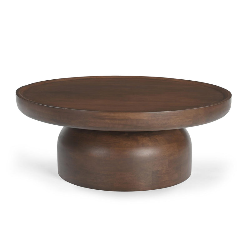 Solid Wood Round Drum Coffee Table - Brown