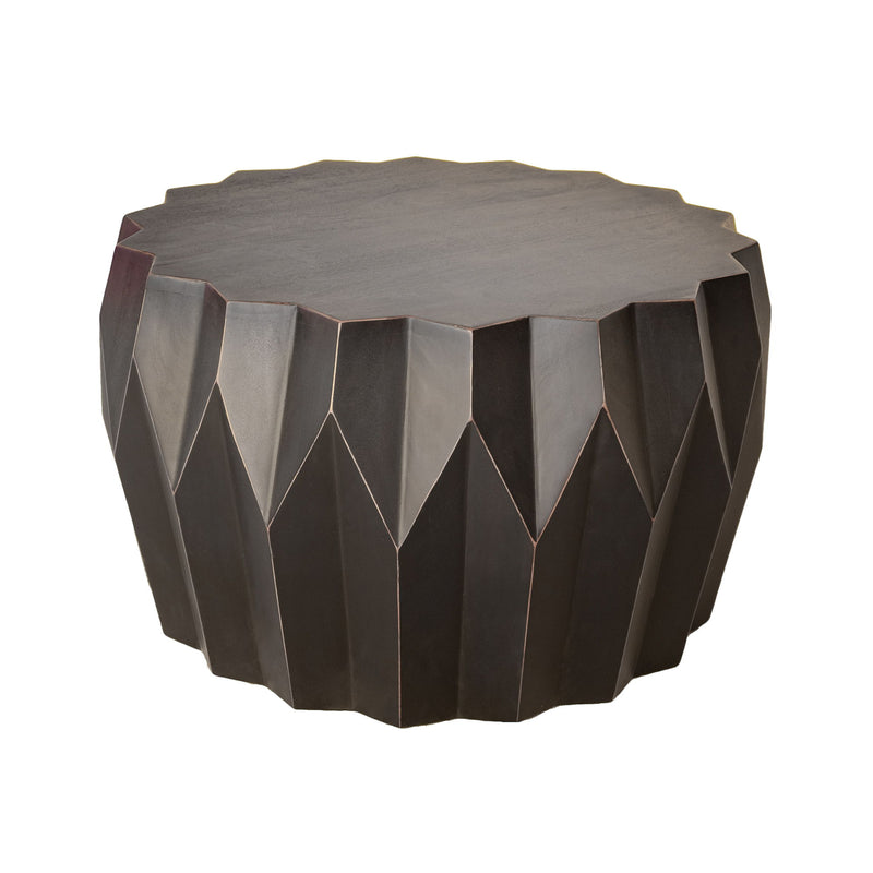 Solid Wood Round Distressed Coffee Table - Black