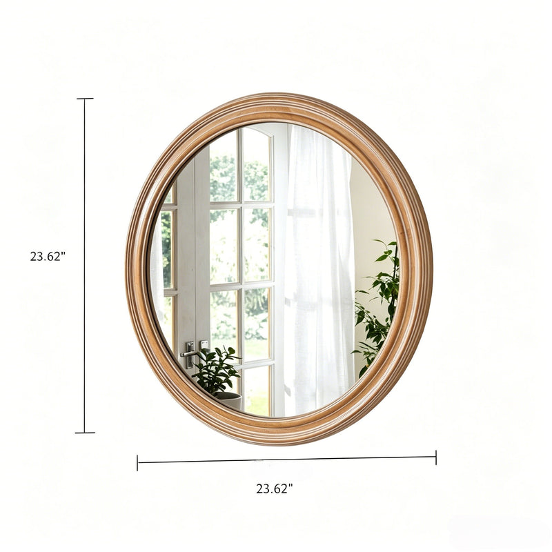 Round Wall Mirror With Ribbed Frame