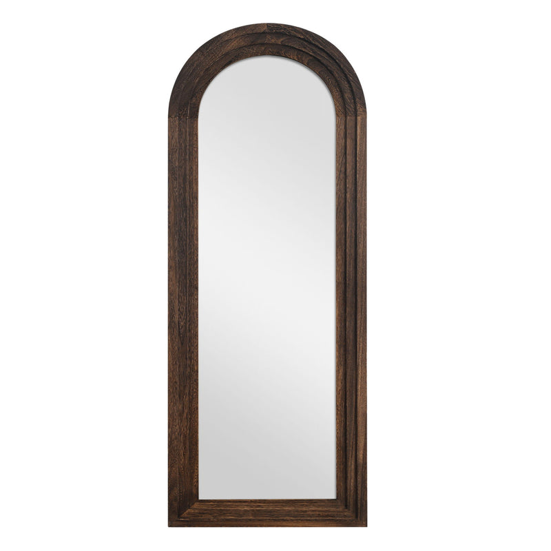 71" Solid Wood Arch Freestanding Framed Full Length Mirror - Brown