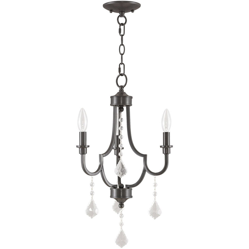 22'' Three Light Dimmable Chandelier With Shades - Bronze