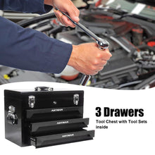 Load image into Gallery viewer, Portable 3 Drawer Steel Toolbox, 4 Layers Of Tools With Metal Latches, With Storage Tray And Carrying Handle
