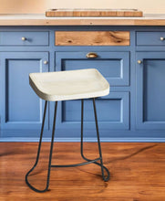 Load image into Gallery viewer, And Iron Backless Counter Height Bar Chair - Off White / Black
