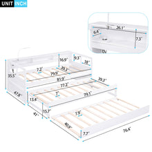 Load image into Gallery viewer, Daybed With 2 Trundles, 3 Storage Cubbies, Built In USB Charging Light
