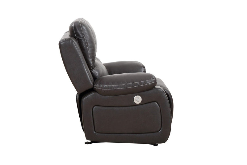 Leather Match Manual Gliding Recliner (366343) - Gray