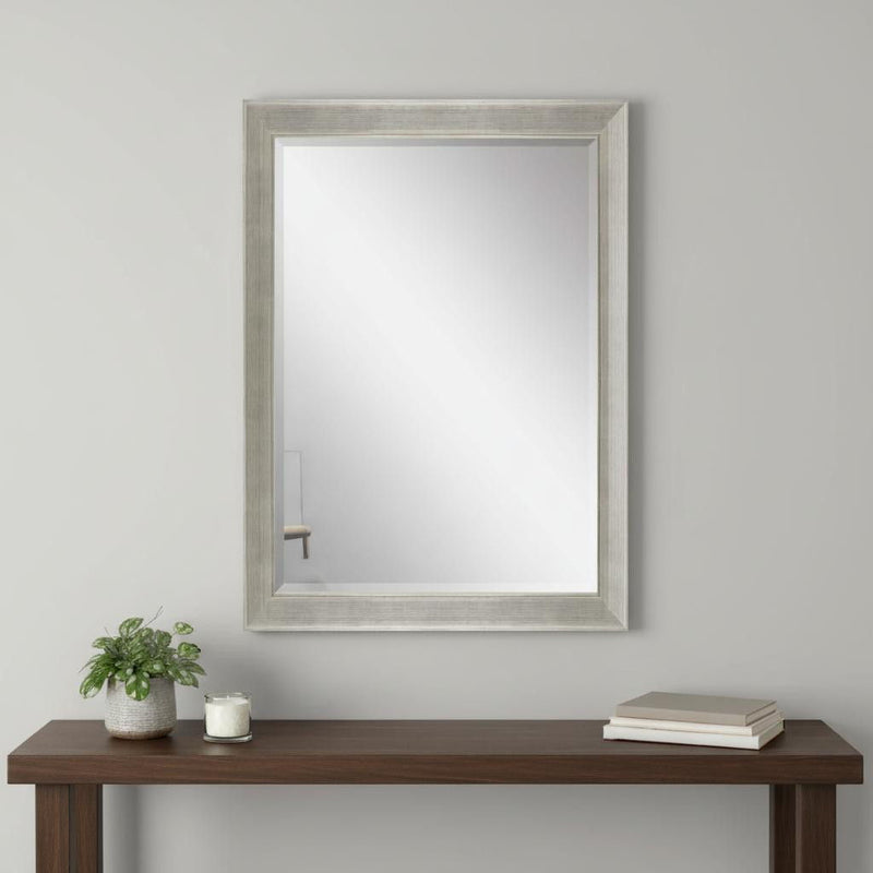 41" Solid Wood Framed Accent Mirror - Silver