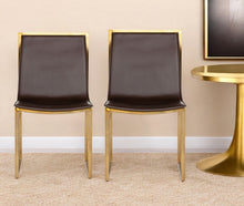 Load image into Gallery viewer, Upholstered Faux Leather Dining Chairs (Set of 2) - Brown
