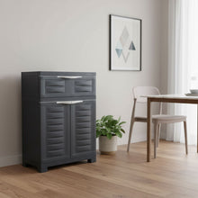 Load image into Gallery viewer, 35" Heavy Duty Plastic Two Door One Drawer Utility Cabinet - Dark Gray
