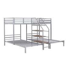 Load image into Gallery viewer, Metal Bunk Bed With Storage Shelves Staircase
