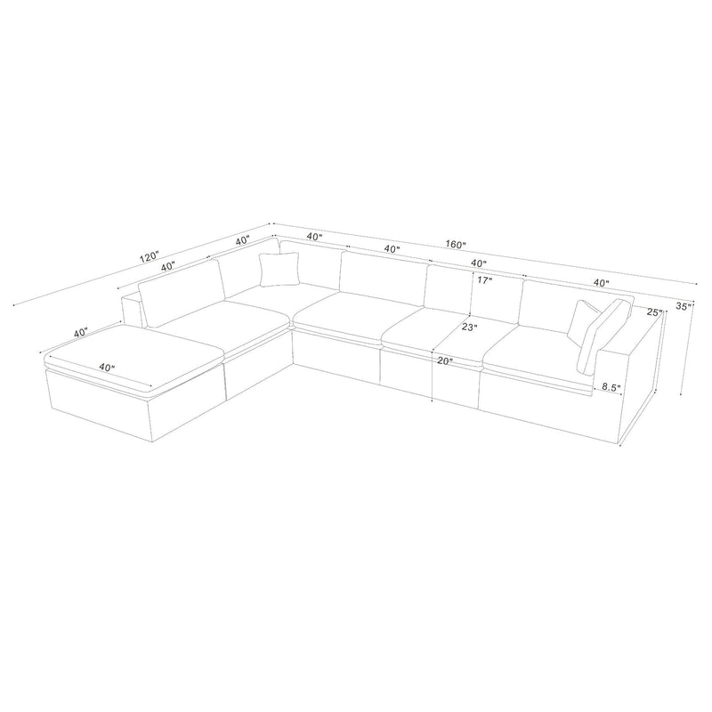 Custom Configuration Modular Sectional With Toss Pillows