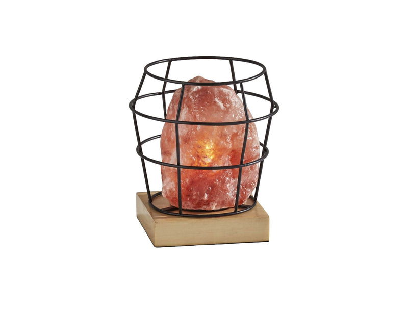 Himalayan Salt Accent Lamp With Cage Shade - Black