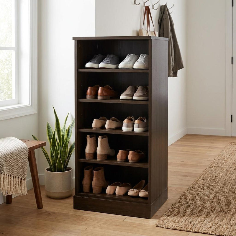 Ten Pair Solid Woodshoe Storage Cabinet (752054) - Espresso